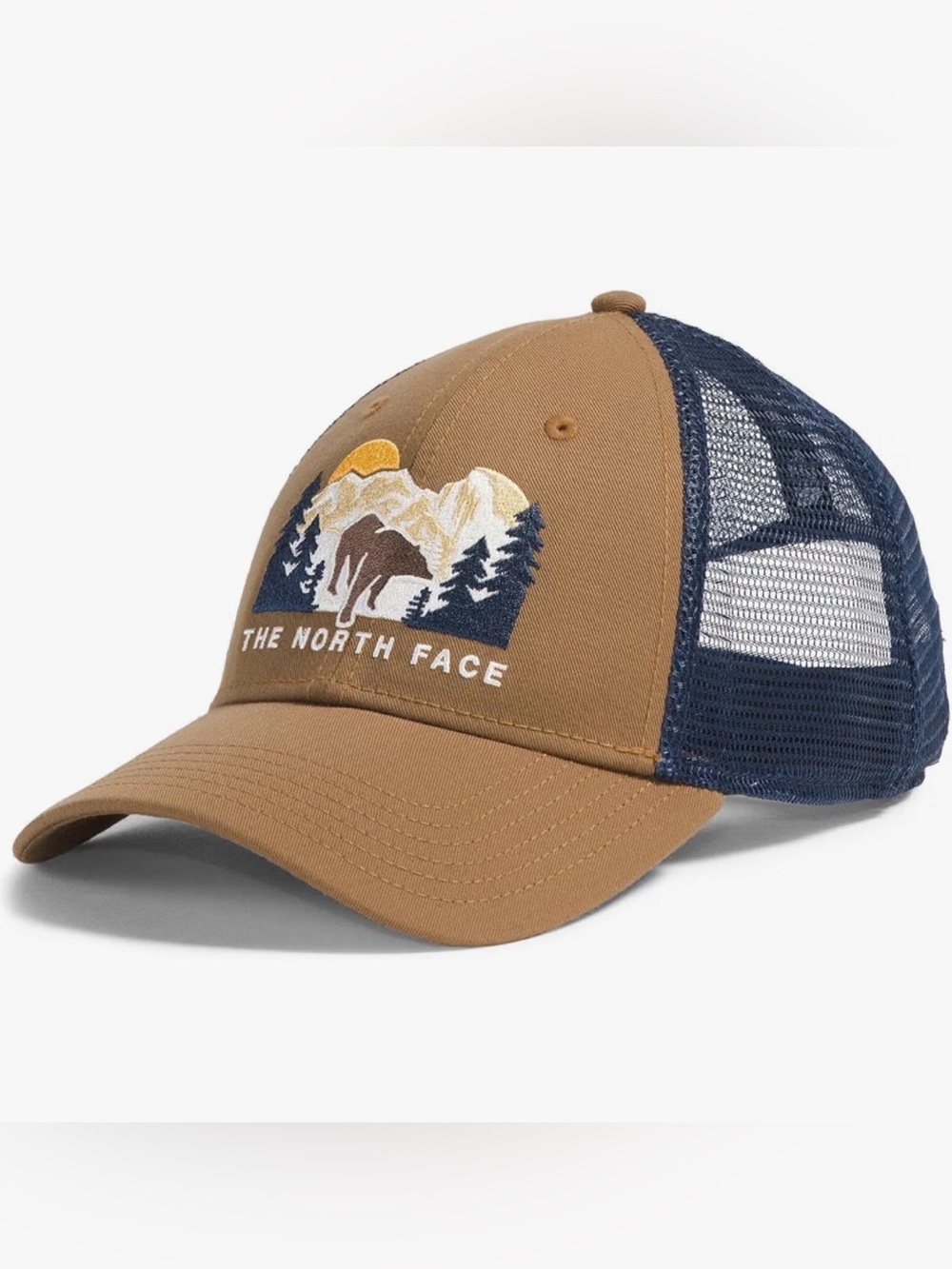 NWOT The North Face Men’s Brown Trucker Cap - Outdoor Bear and Mountain Graphic